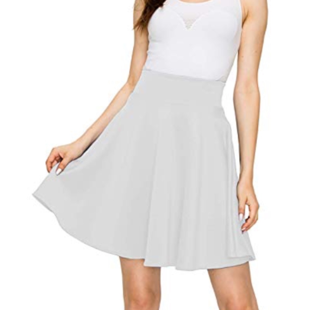 Women's white basic flared skirt skirt